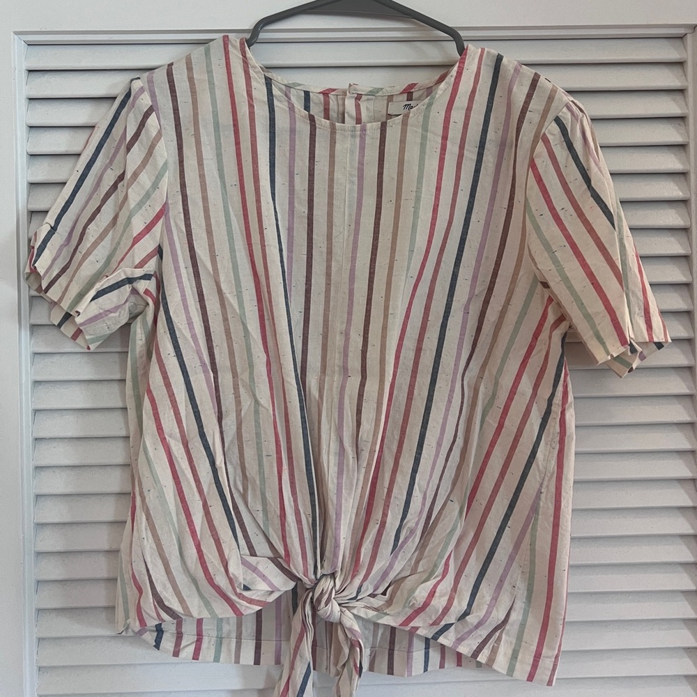 Front tie short sleeve madewell blouse